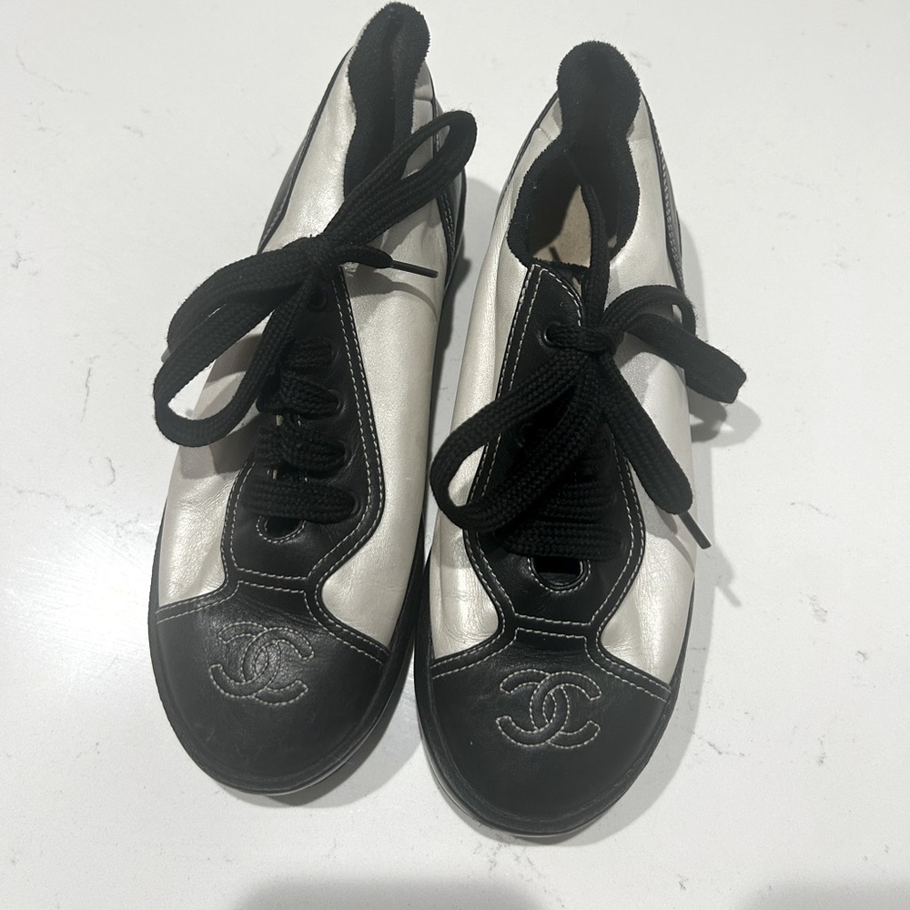 Chanel Black and White Sneakers for Women